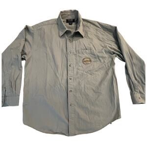 C&B Sport Angler Outfitters Fishing Shirt Men’ L Khaki Outdoor Button Down Patch